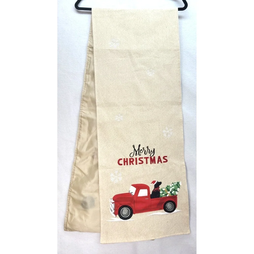 Farmhouse Christmas Red Plaid Truck W/Red‎ Buffalo Trim Table Runner 13in X 68in